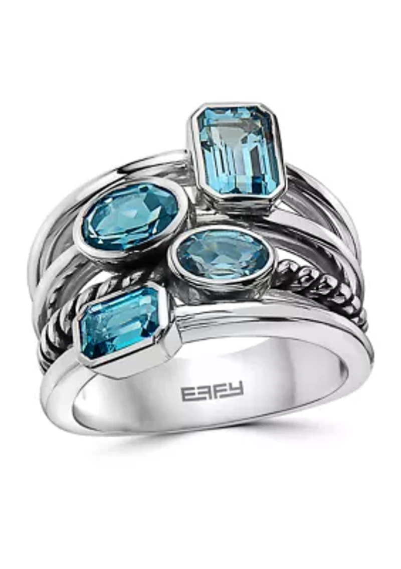 Sterling Silver Blue Topaz and London Blue Topaz Ring