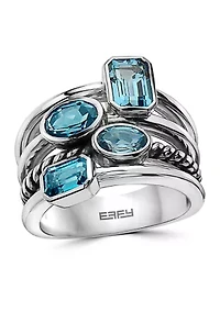 Sterling Silver Blue Topaz and London Blue Topaz Ring