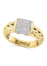 Diamond Ring in Gold Plated Sterling Silver