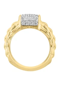 Diamond Ring in Gold Plated Sterling Silver