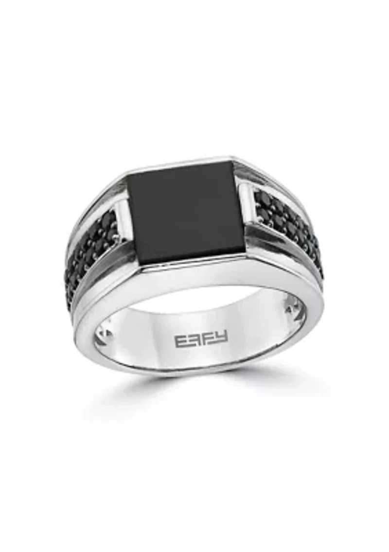 Men's Onyx and Black Spinel Ring in Sterling Silver