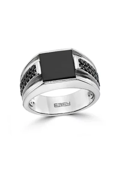 Men's Onyx and Black Spinel Ring in Sterling Silver