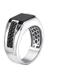 Men's Onyx and Black Spinel Ring in Sterling Silver