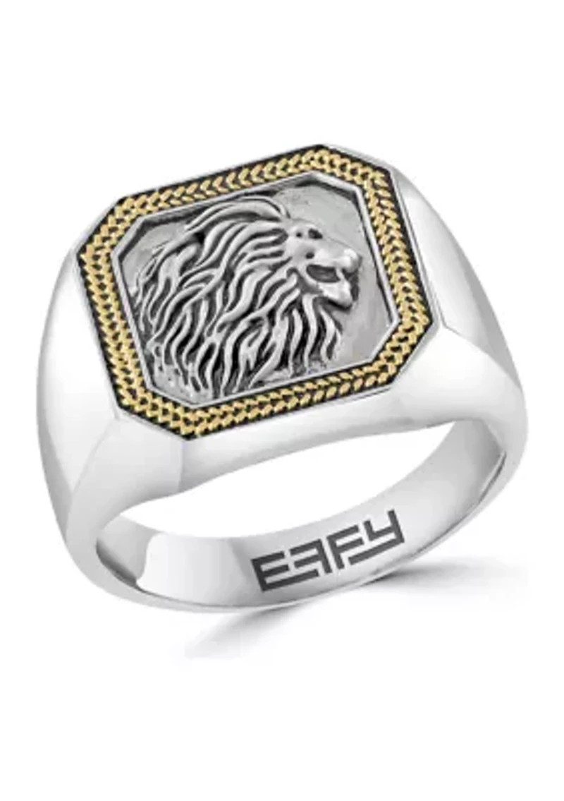 Men's Lion Ring in Gold Over Sterling Silver