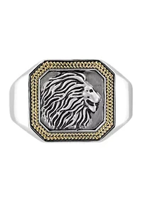 Men's Lion Ring in Gold Over Sterling Silver