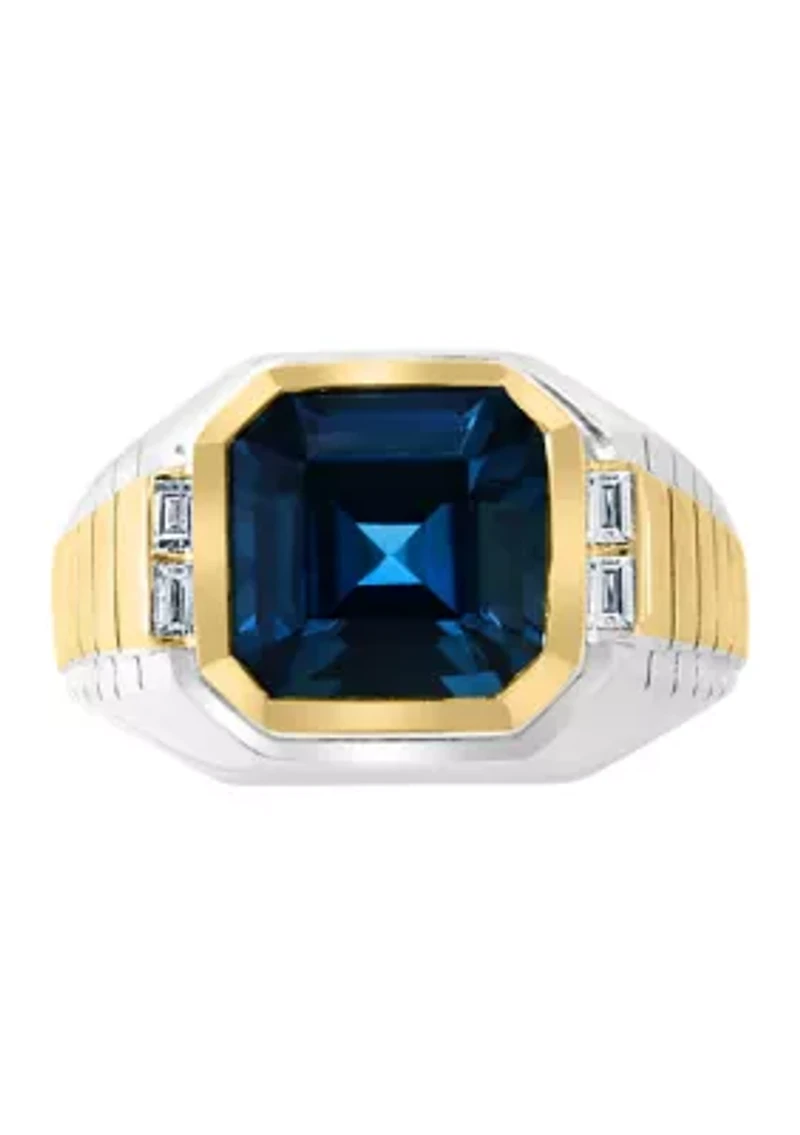  1/6 ct. t.w. Diamond and 7.35 ct. t.w. Blue Topaz Ring in Sterling Silver 