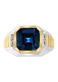  1/6 ct. t.w. Diamond and 7.35 ct. t.w. Blue Topaz Ring in Sterling Silver 