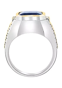  1/6 ct. t.w. Diamond and 7.35 ct. t.w. Blue Topaz Ring in Sterling Silver 