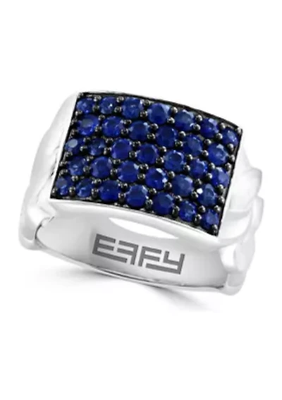 Men's Sapphire Ring in Sterling Silver