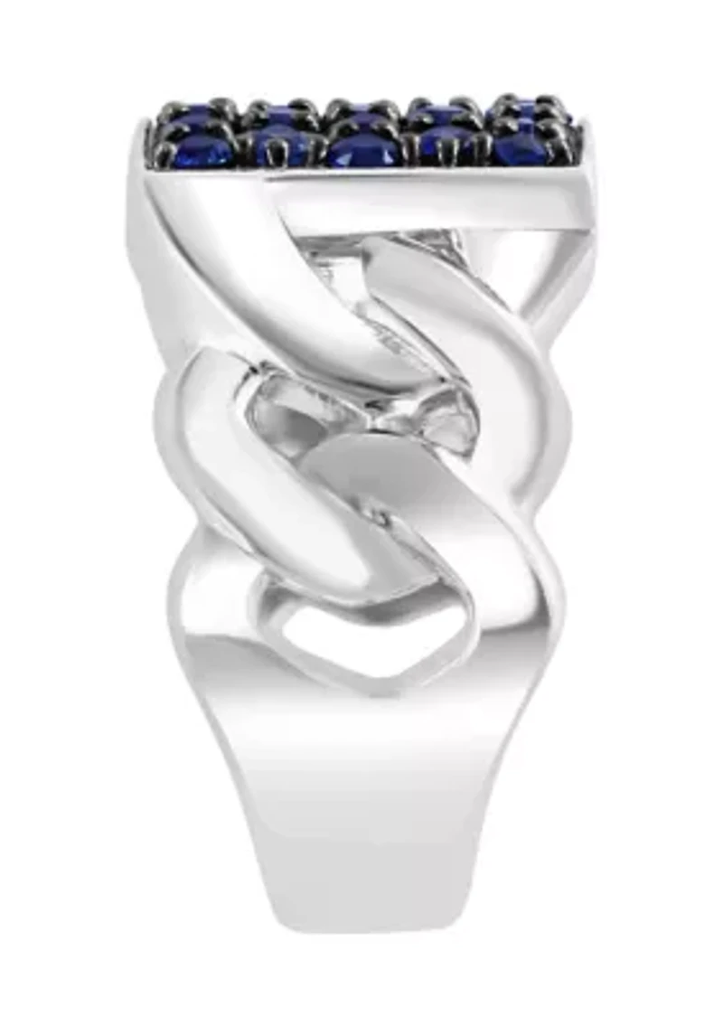 Men's Sapphire Ring in Sterling Silver