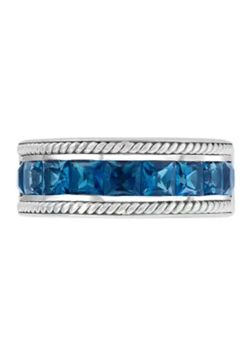 Men's 925 Sterling Silver London Blue Topaz Ring 