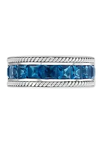 Men's 925 Sterling Silver London Blue Topaz Ring 