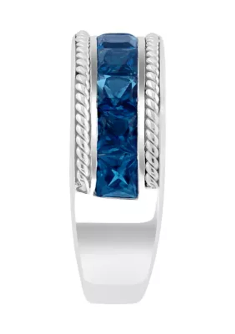 Men's 925 Sterling Silver London Blue Topaz Ring 