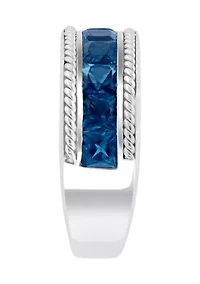 Men's 925 Sterling Silver London Blue Topaz Ring 