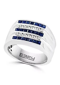 Blue and White Sapphire Ring in Sterling Silver