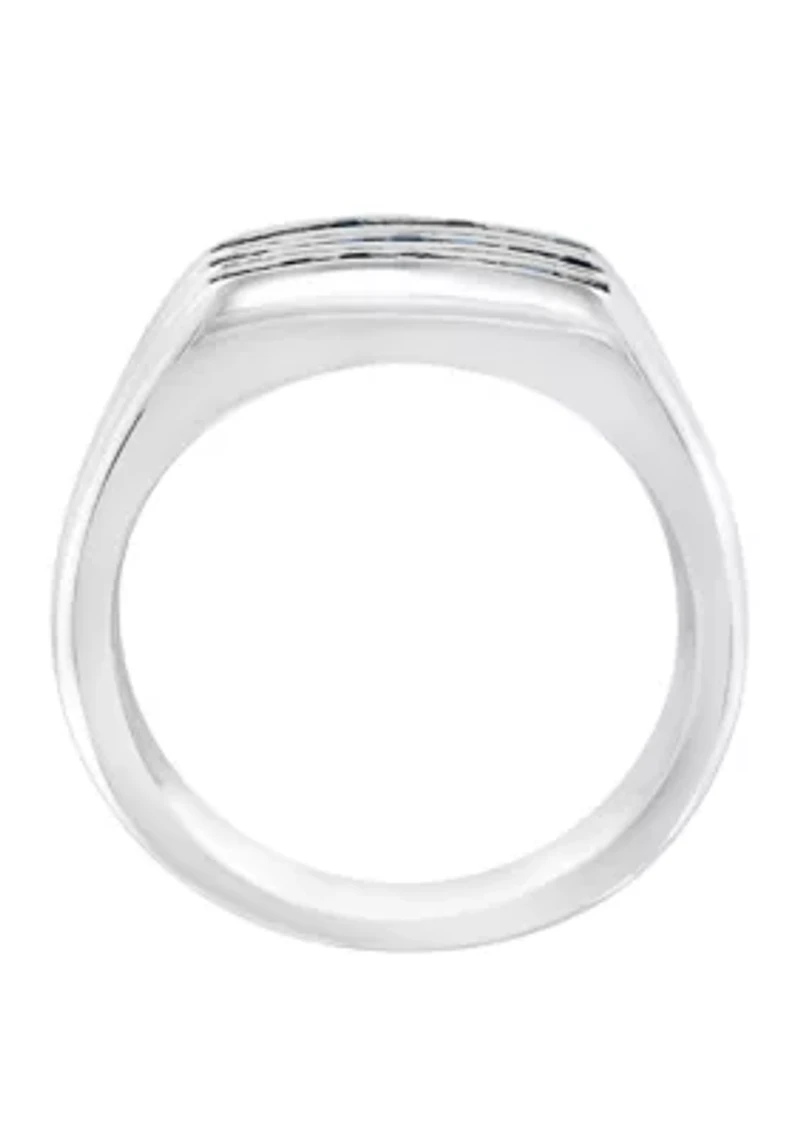 Blue and White Sapphire Ring in Sterling Silver