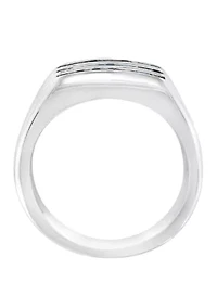 Blue and White Sapphire Ring in Sterling Silver