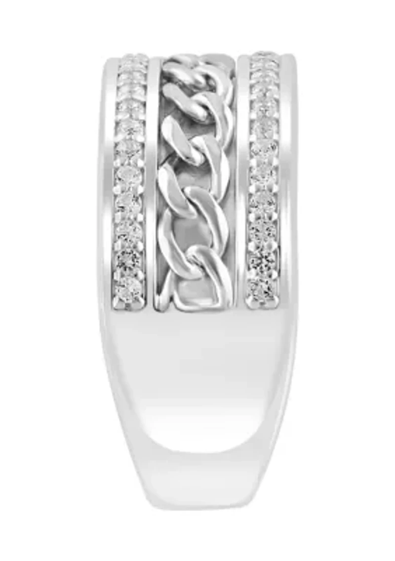 Men's White Topaz Ring in Sterling Silver