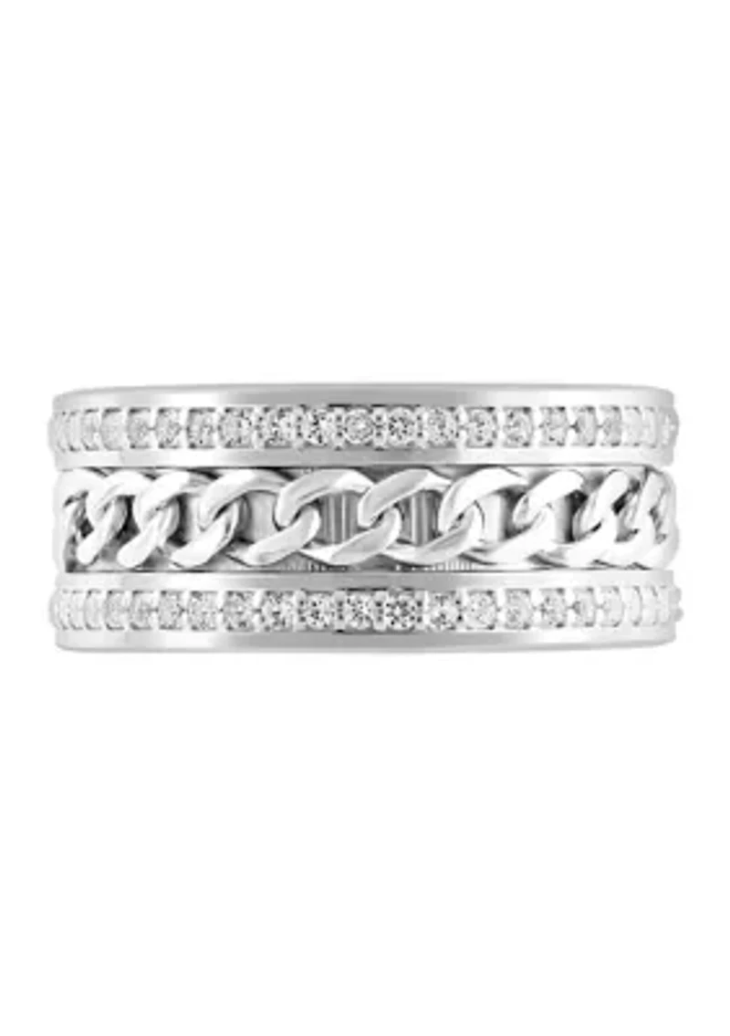 Men's White Topaz Ring in Sterling Silver