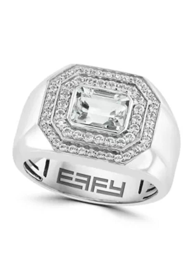 Men's White Topaz Ring in Sterling Silver