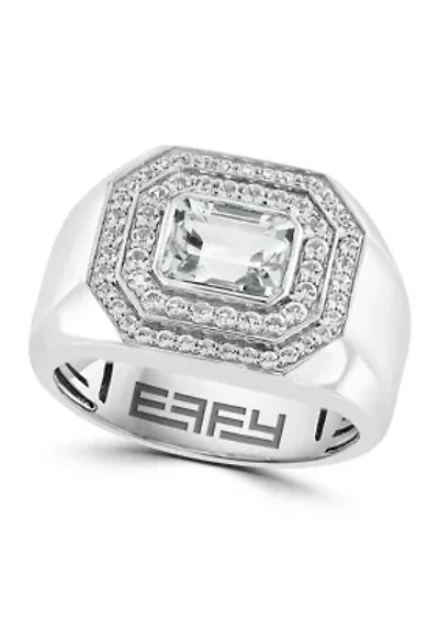Men's White Topaz Ring in Sterling Silver 