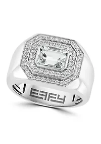 Men's White Topaz Ring in Sterling Silver 