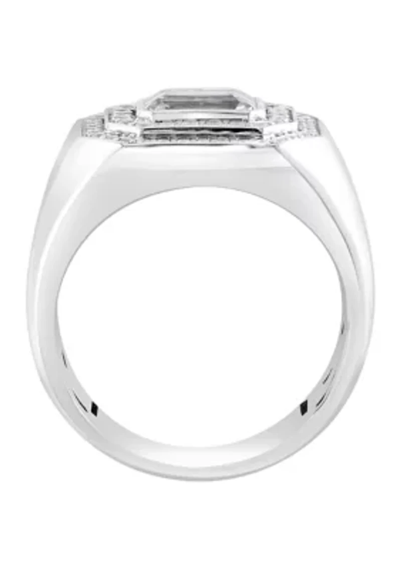 Men's White Topaz Ring in Sterling Silver 