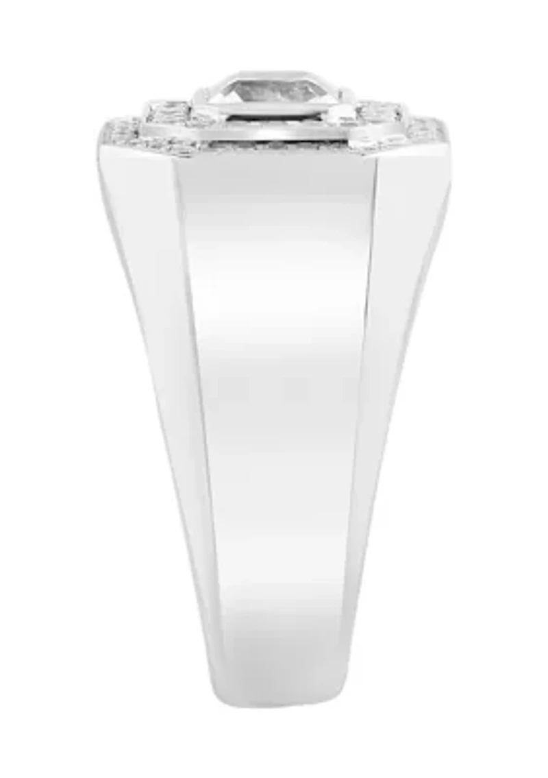 Men's White Topaz Ring in Sterling Silver 