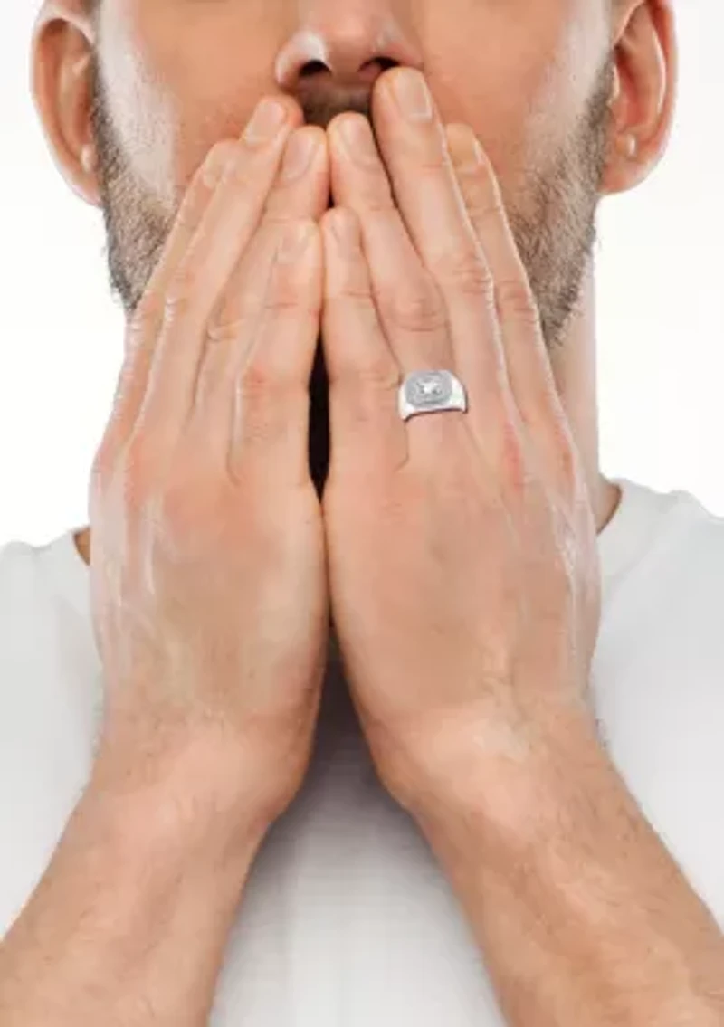Men's White Topaz Ring in Sterling Silver 