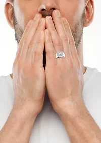 Men's White Topaz Ring in Sterling Silver 