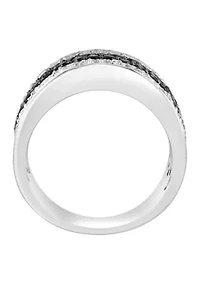 Men's White Topaz, Black Spinel Ring in Sterling Silver 
