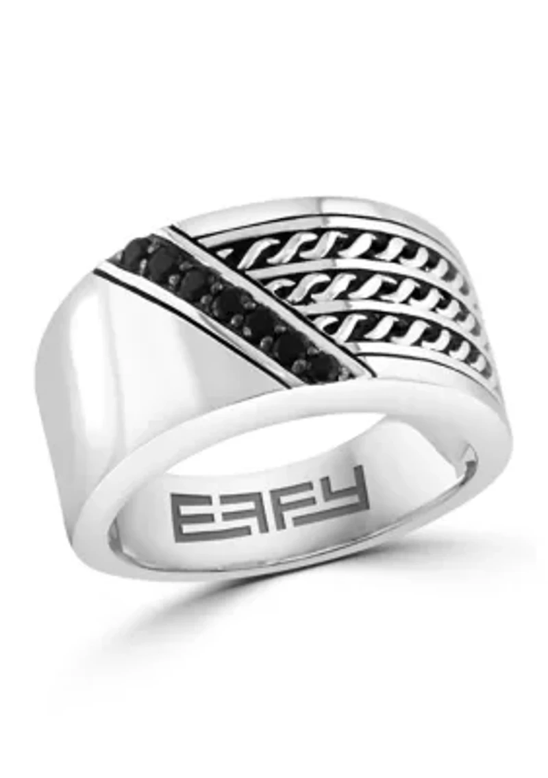 Men's Sterling Silver Black Spinel Ring