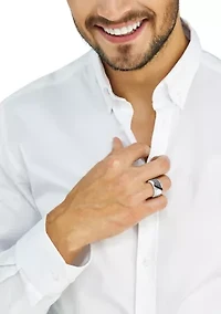 Men's Sterling Silver Black Spinel Ring