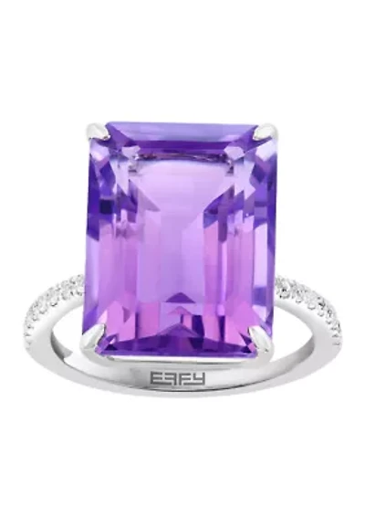 Amethyst and White Sapphire Ring in Sterling Silver