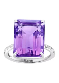 Amethyst and White Sapphire Ring in Sterling Silver