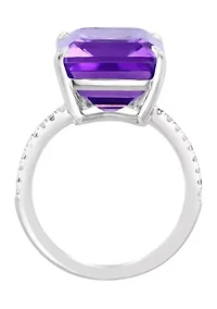 Amethyst and White Sapphire Ring in Sterling Silver