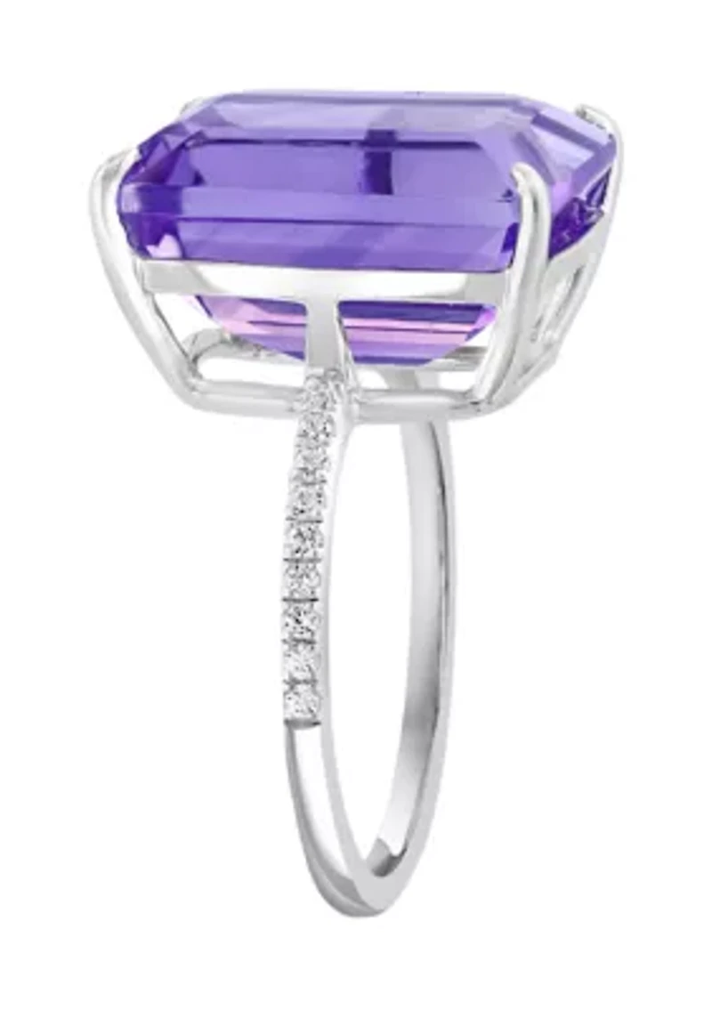 Amethyst and White Sapphire Ring in Sterling Silver