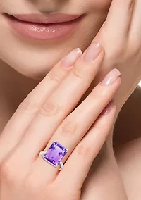 Amethyst and White Sapphire Ring in Sterling Silver