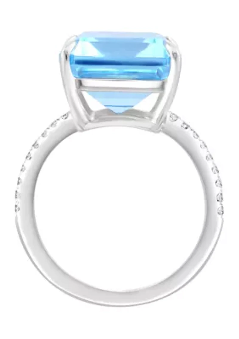 Sky Blue Topaz and White Sapphire Ring in Sterling Silver