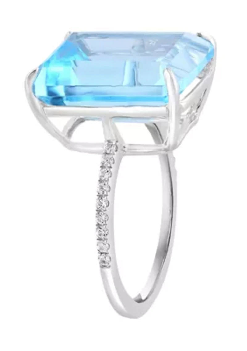 Sky Blue Topaz and White Sapphire Ring in Sterling Silver
