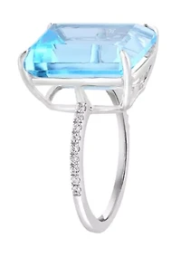 Sky Blue Topaz and White Sapphire Ring in Sterling Silver