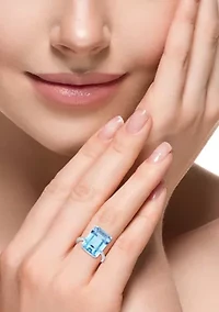 Sky Blue Topaz and White Sapphire Ring in Sterling Silver