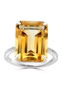 Citrine and White Sapphire Ring in Sterling Silver