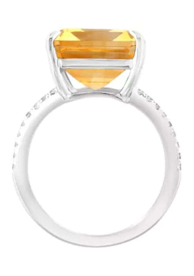 Citrine and White Sapphire Ring in Sterling Silver