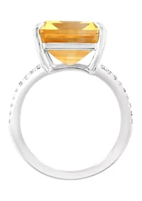 Citrine and White Sapphire Ring in Sterling Silver