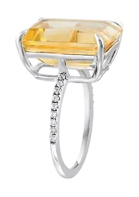 Citrine and White Sapphire Ring in Sterling Silver