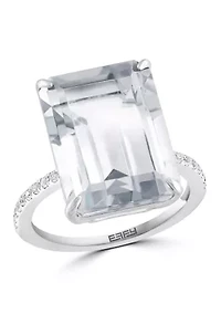 White Topaz and Sapphire Ring in Sterling Silver