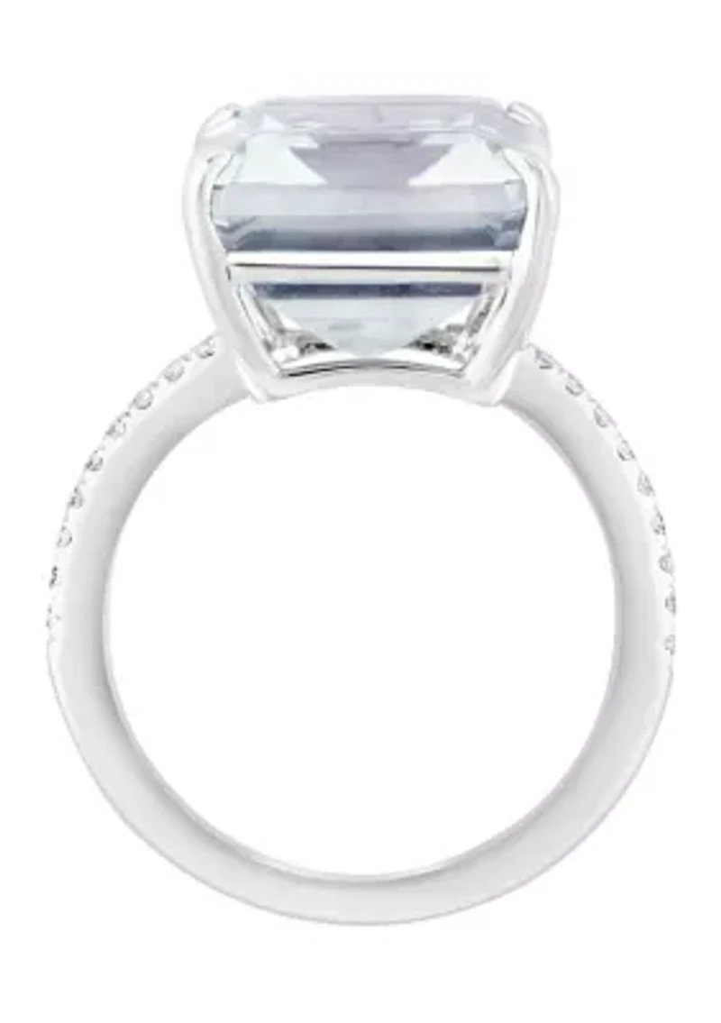 White Topaz and Sapphire Ring in Sterling Silver