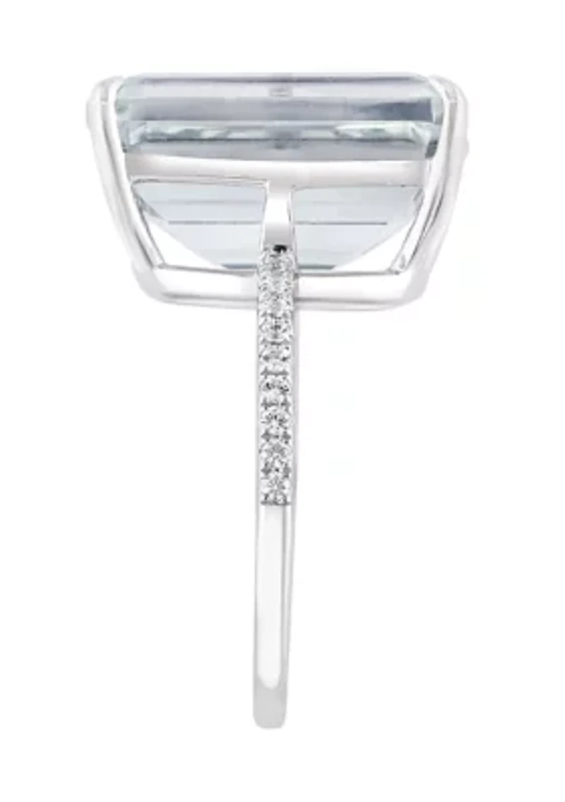 White Topaz and Sapphire Ring in Sterling Silver