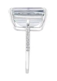 White Topaz and Sapphire Ring in Sterling Silver